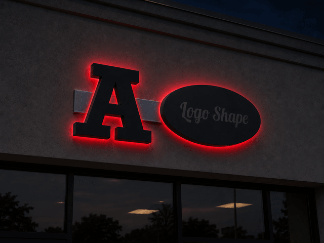 Halo Lit Channel Letters & Logo Signs on Raceway night view