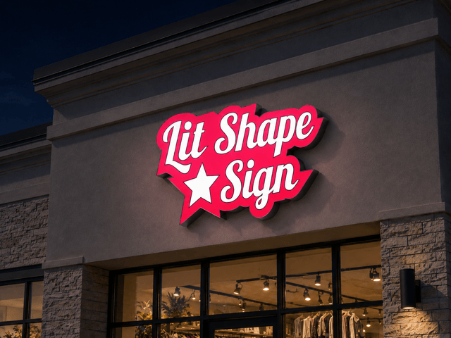 Lit Shape Sign night view