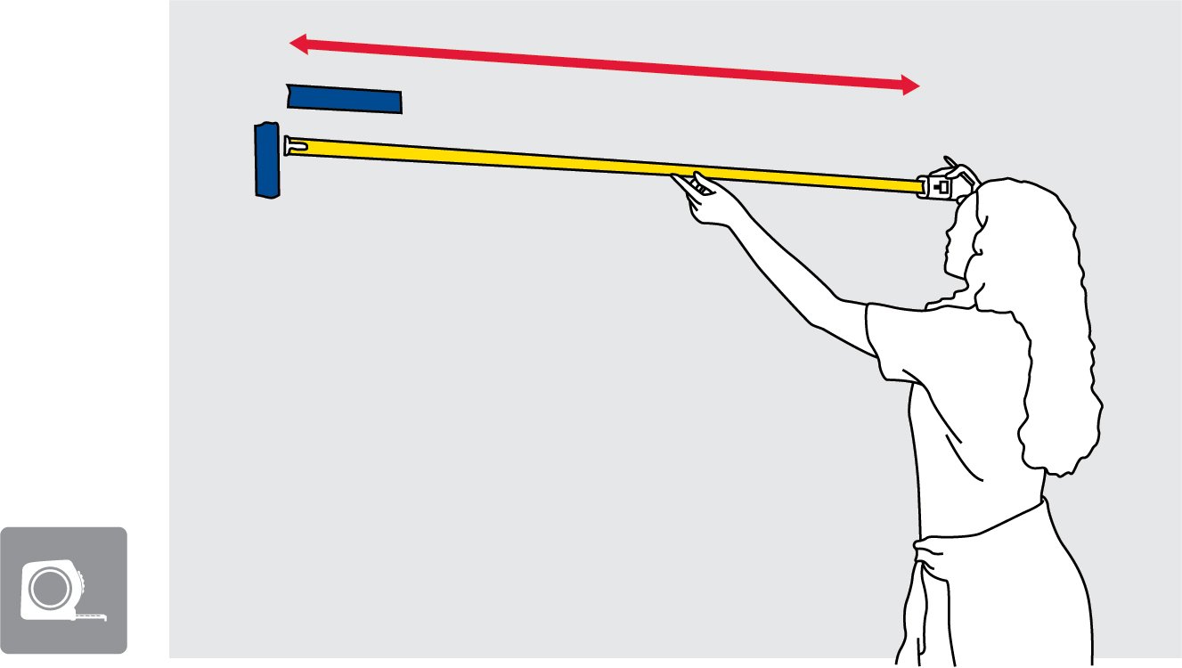 Marked wall location for the first raceway mounting hole