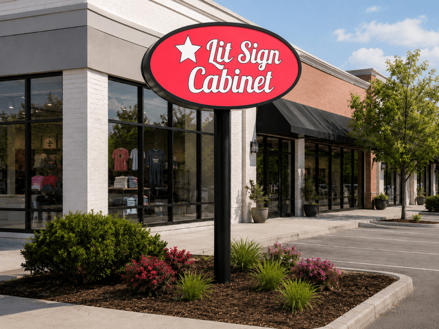 Double-Face Lit Shape Cabinet Sign day view