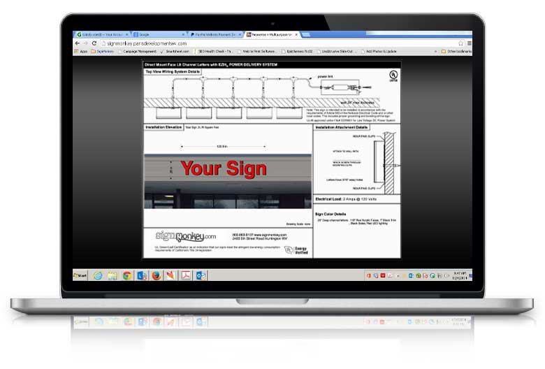 SignMonkey permit drawing example shown on a computer