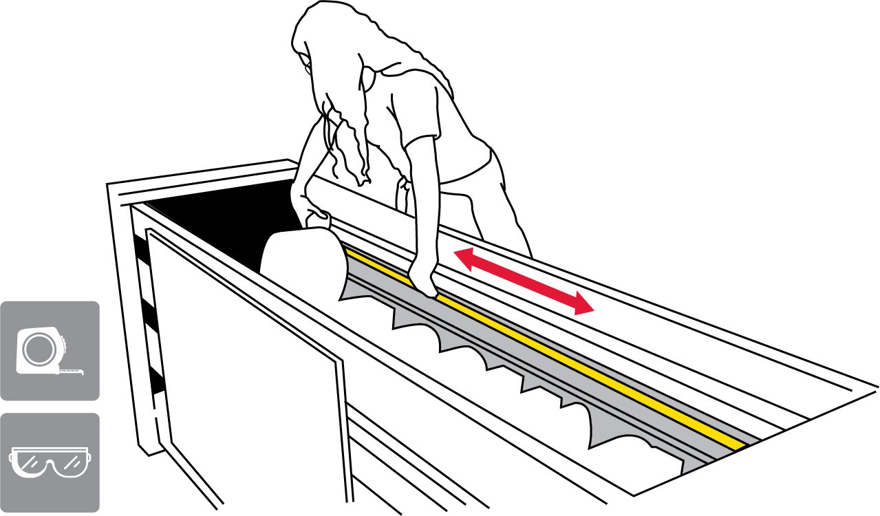 Tape measure used to determine the overall raceway length and center point