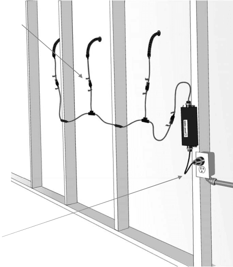EZLit plug and play power links connected to the indoor power strip for halo lit letters