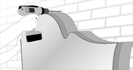 Self-contained electric sign fastened to the wall through mounting tabs
