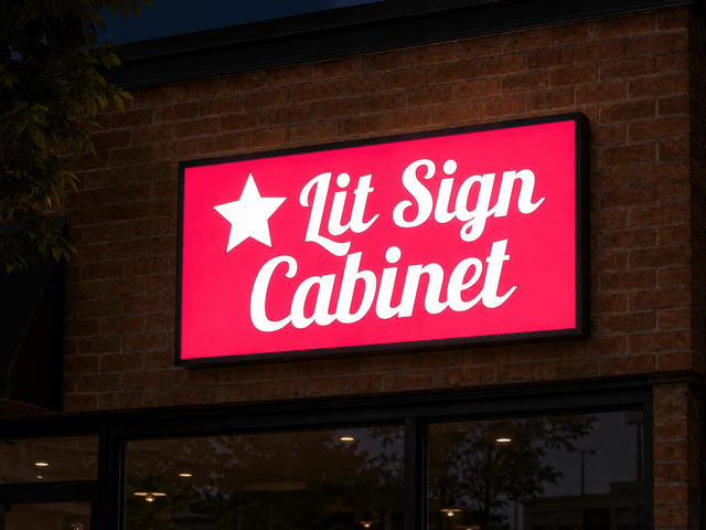 Single-Face Lit Cabinet Sign night view